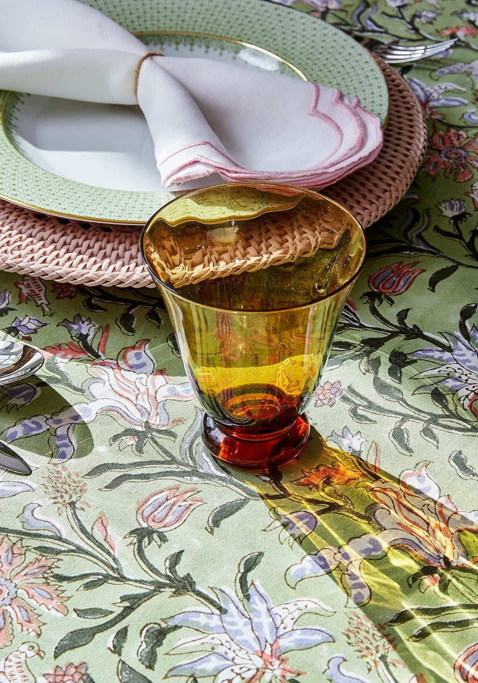 Harbour Island Round Rattan Charger Placemat Pink - Set of 4 - Casa by Josephine Jenno