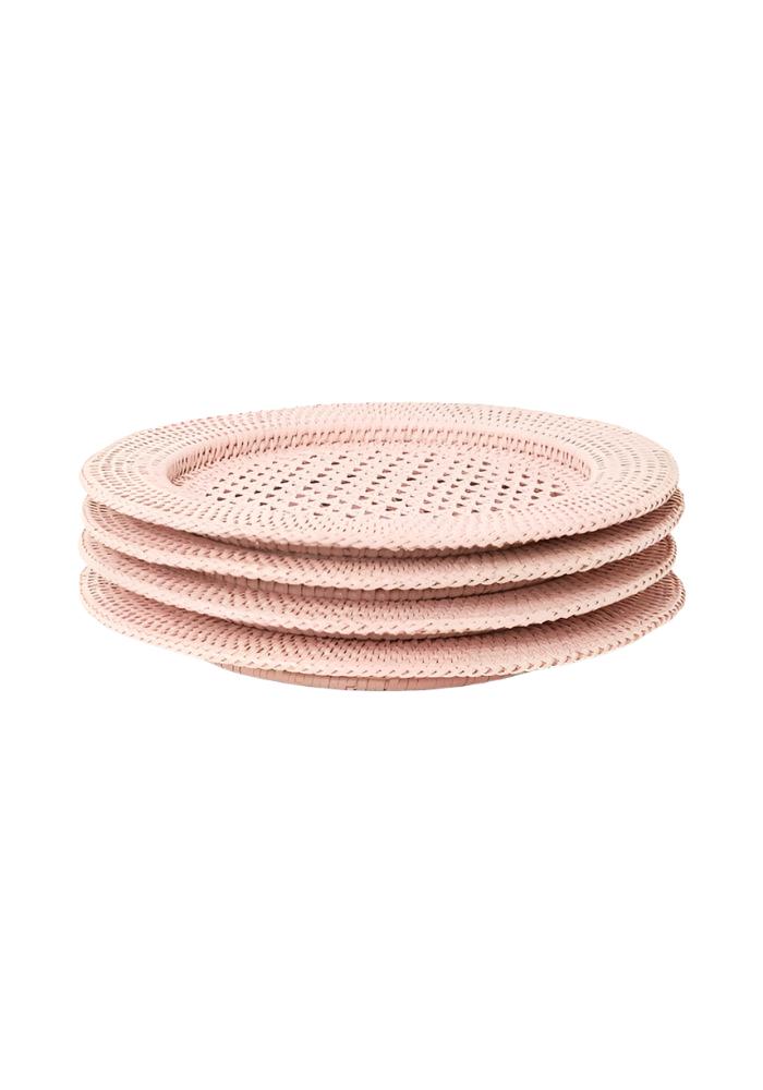 Harbour Island Round Rattan Charger Placemat Pink - Set of 4 - Casa by Josephine Jenno