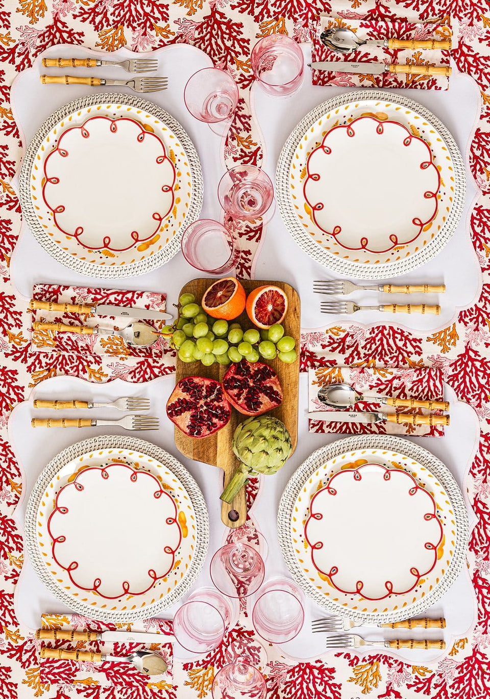 Harbour Island Round Rattan Charger Placemat White - Set of 4 - Casa by Josephine Jenno