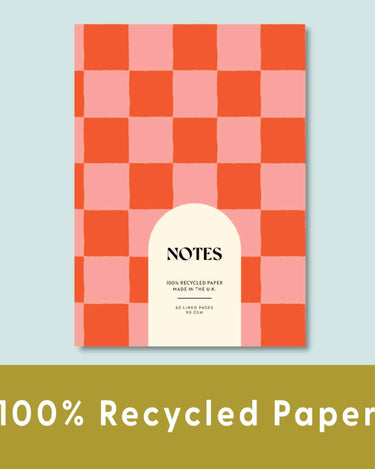 A5 Lined Notebook | Peach & Cherry Check