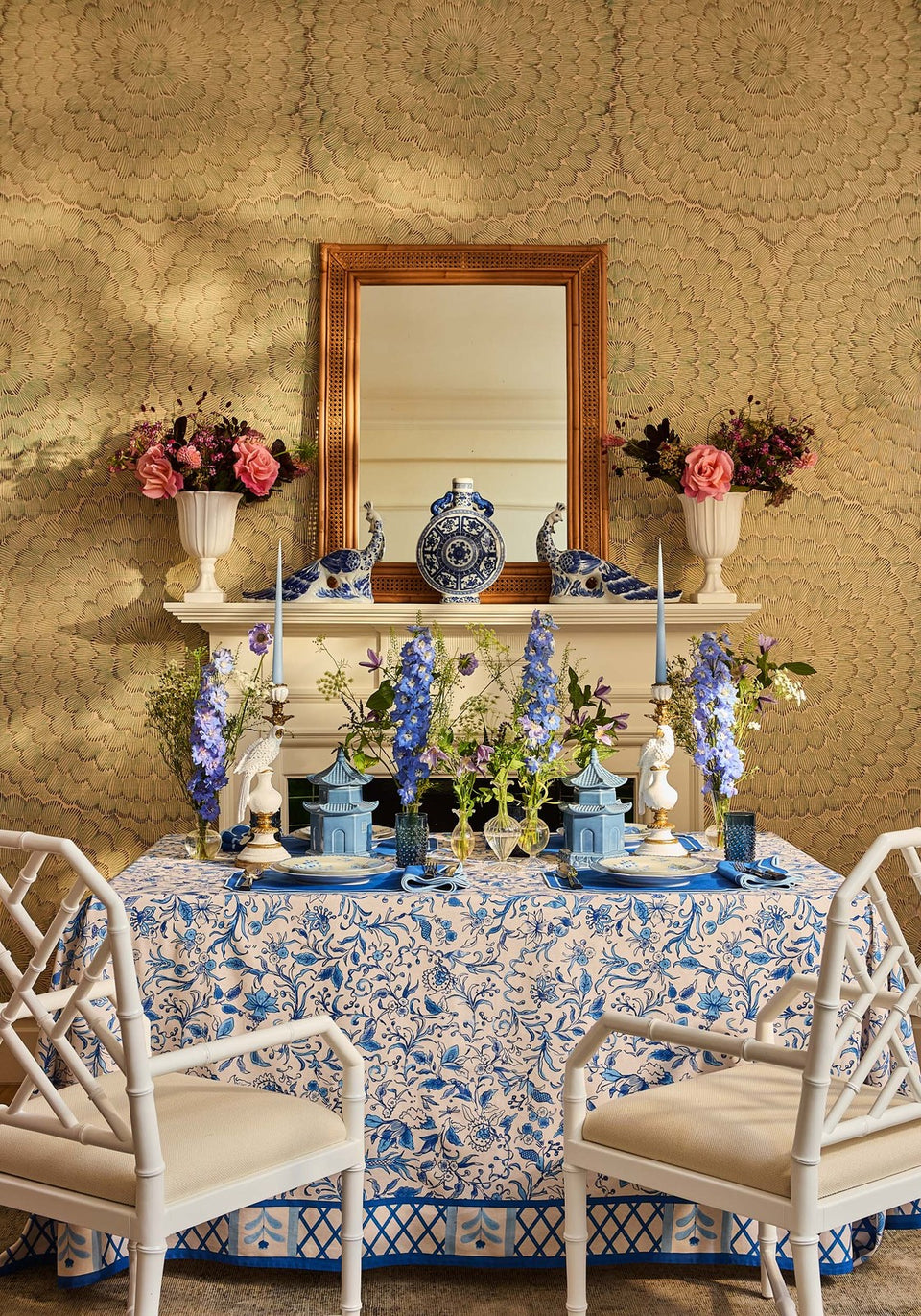 Antoinette Feathered Delft Peacock - Set of 2