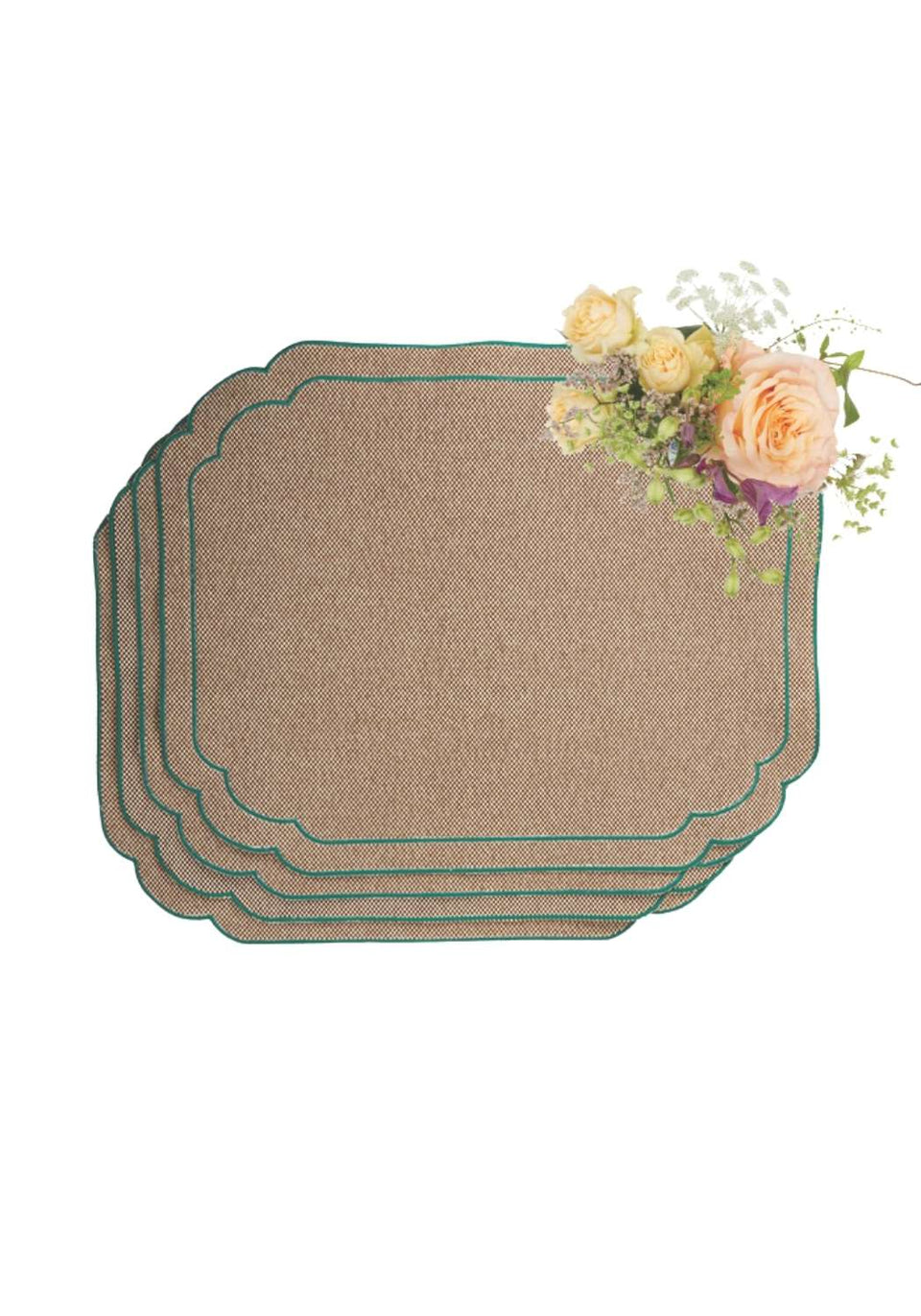 Hortensia Brown and Green Placemats - Set of 4 - Casa by Josephine Jenno
