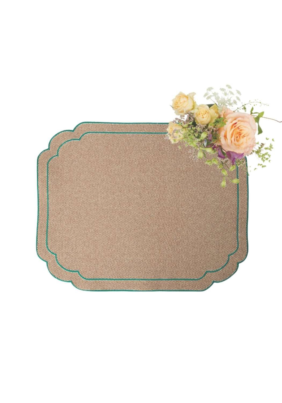 Hortensia Brown and Green Placemats - Set of 4 - Casa by Josephine Jenno