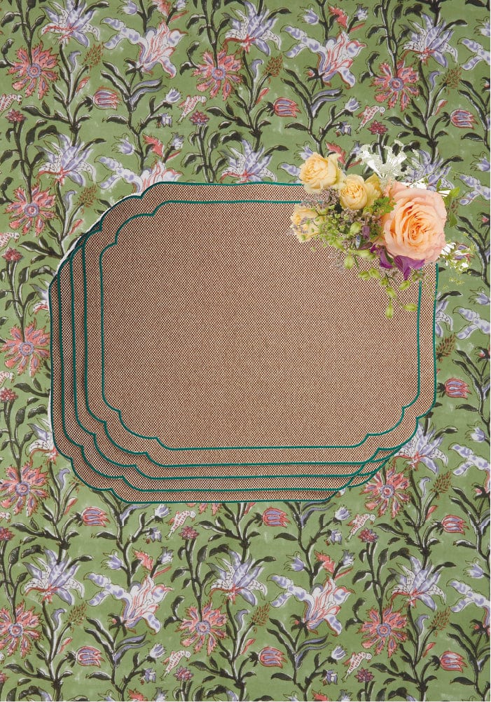 Hortensia Brown and Green Placemats - Set of 4 - Casa by Josephine Jenno