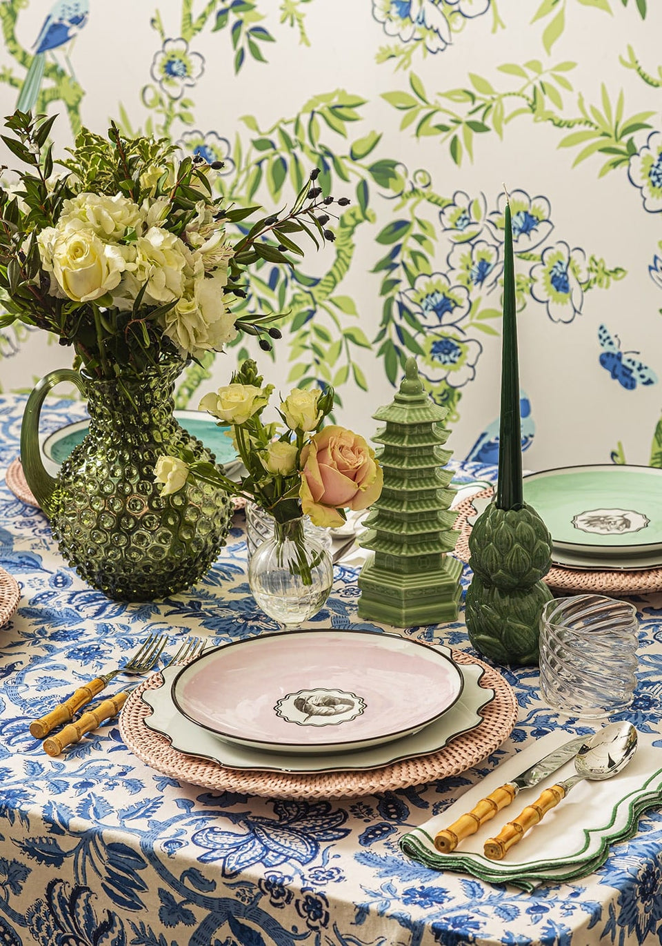 Hortensia Green Napkins - Set of 4 - Casa by Josephine Jenno