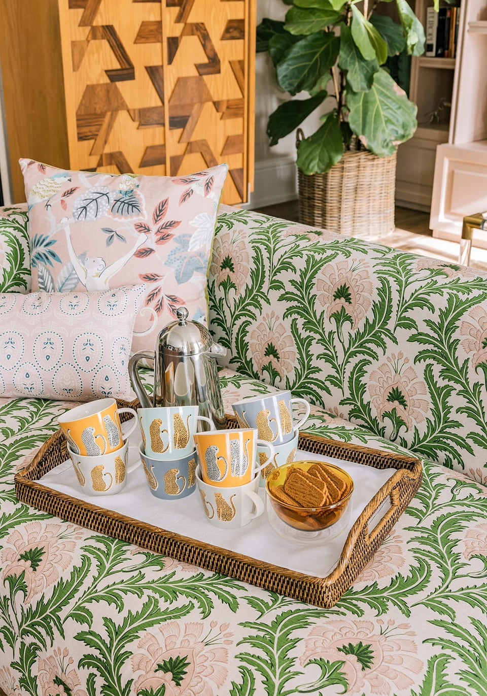 Jane Churchill Pink Monkey Cushion Cover - Casa by Josephine Jenno