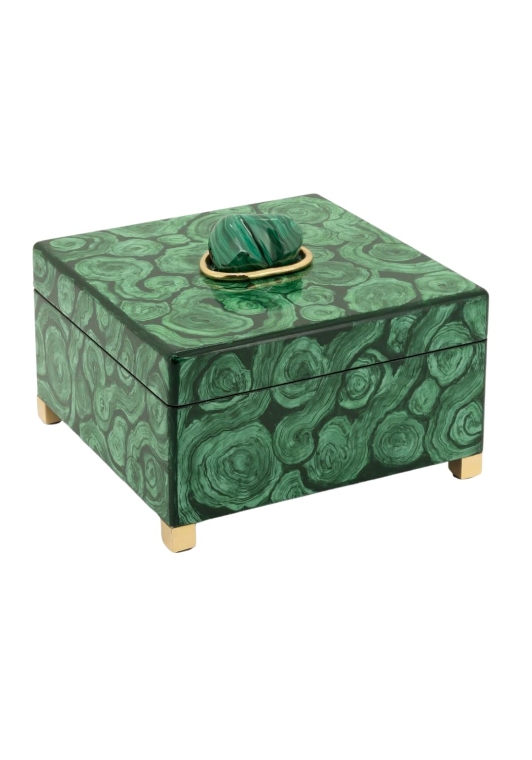 Eleanor Malachite Swirl Jewelry Box