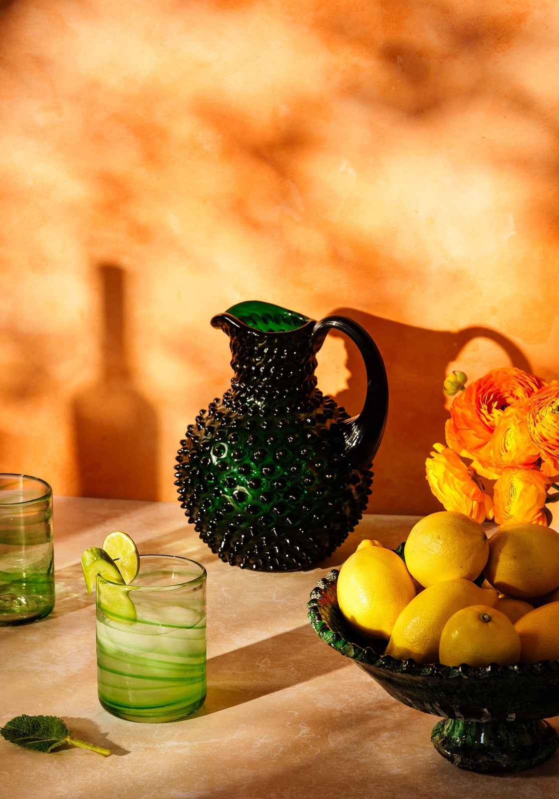 Dark Green Hobnail Large Jug 2L
