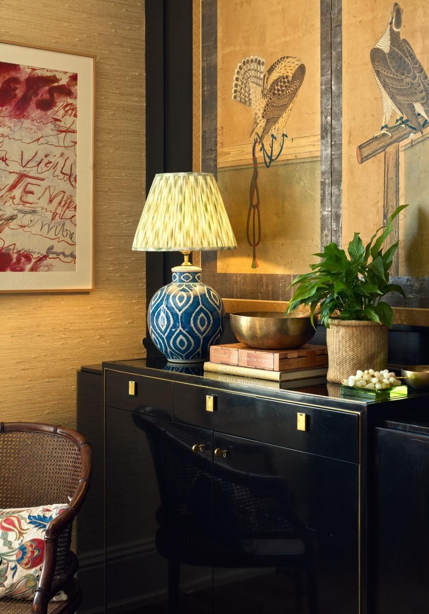 Ceramic Ikat Dakari Table Lamp, Blue