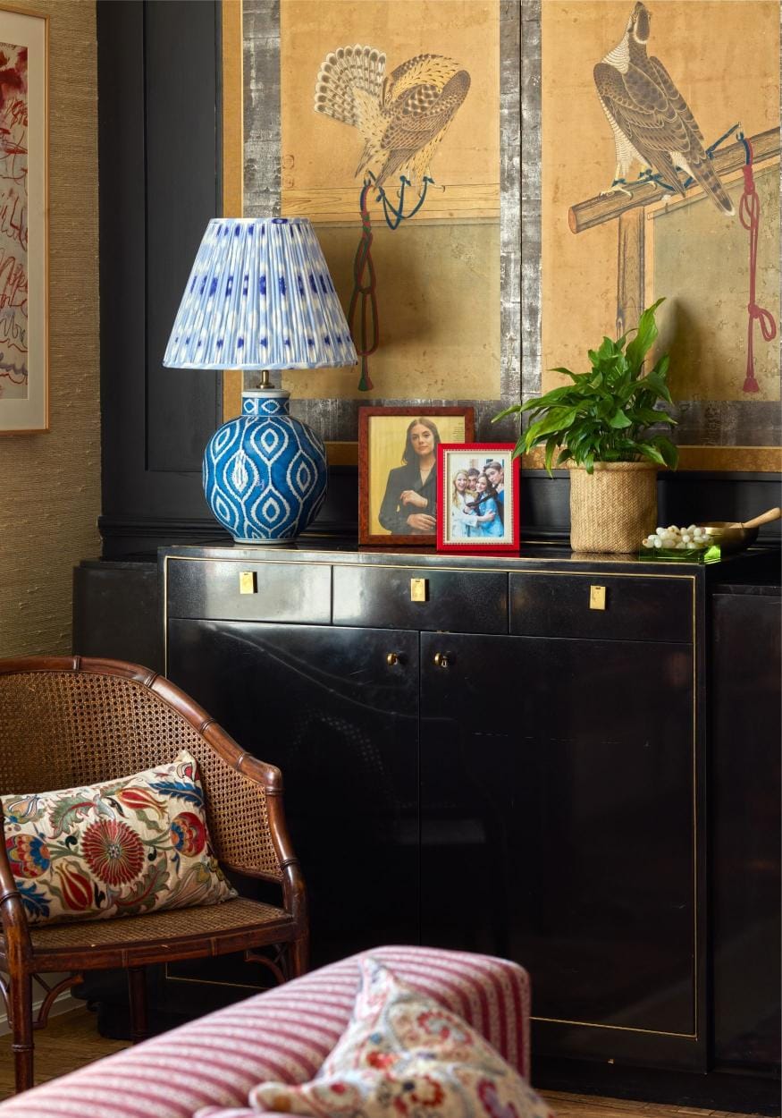 Ceramic Ikat Dakari Table Lamp, Blue