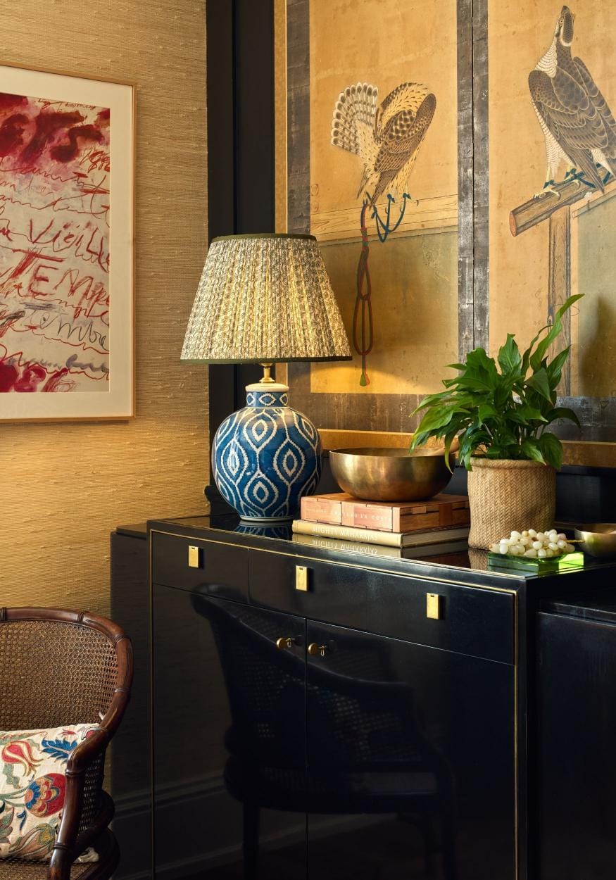 Ceramic Ikat Dakari Table Lamp, Blue