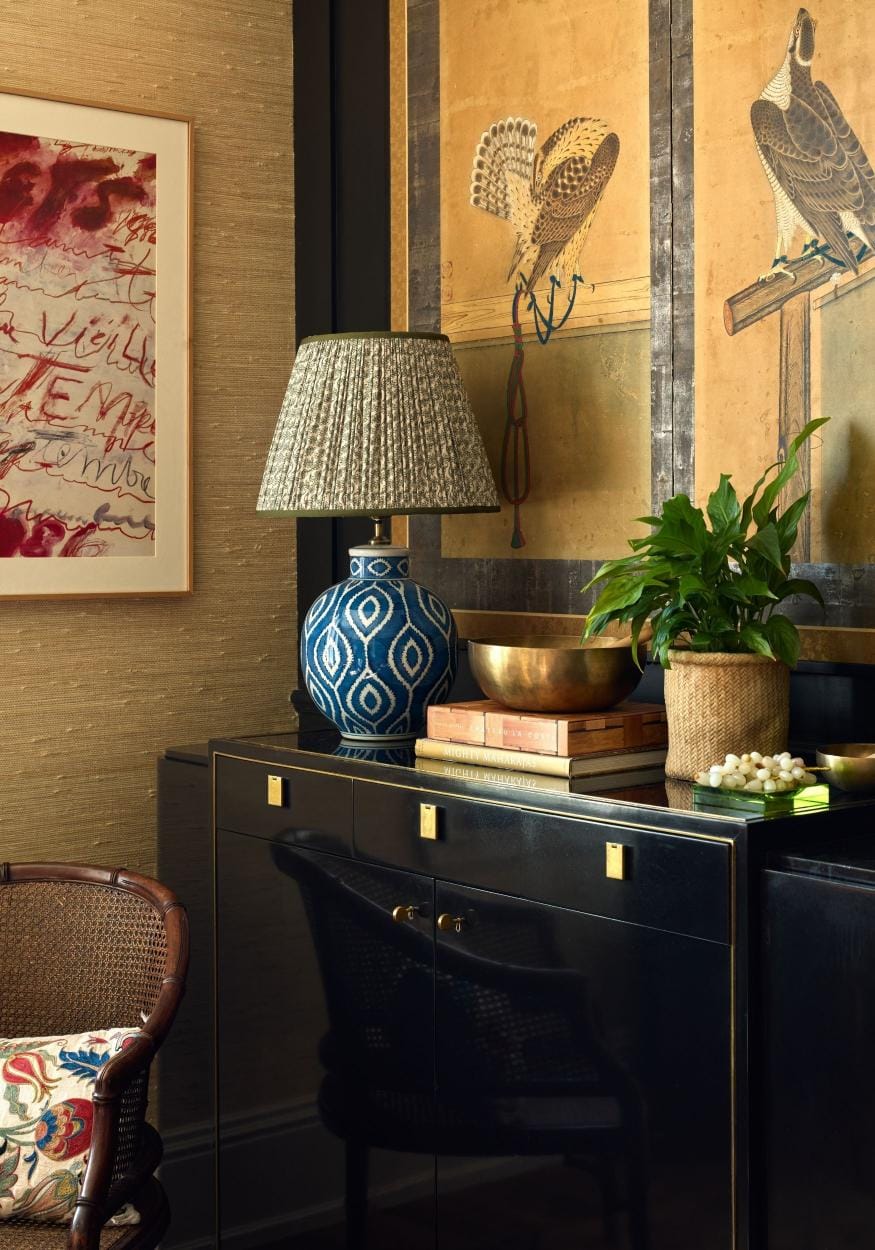 Ceramic Ikat Dakari Table Lamp, Blue
