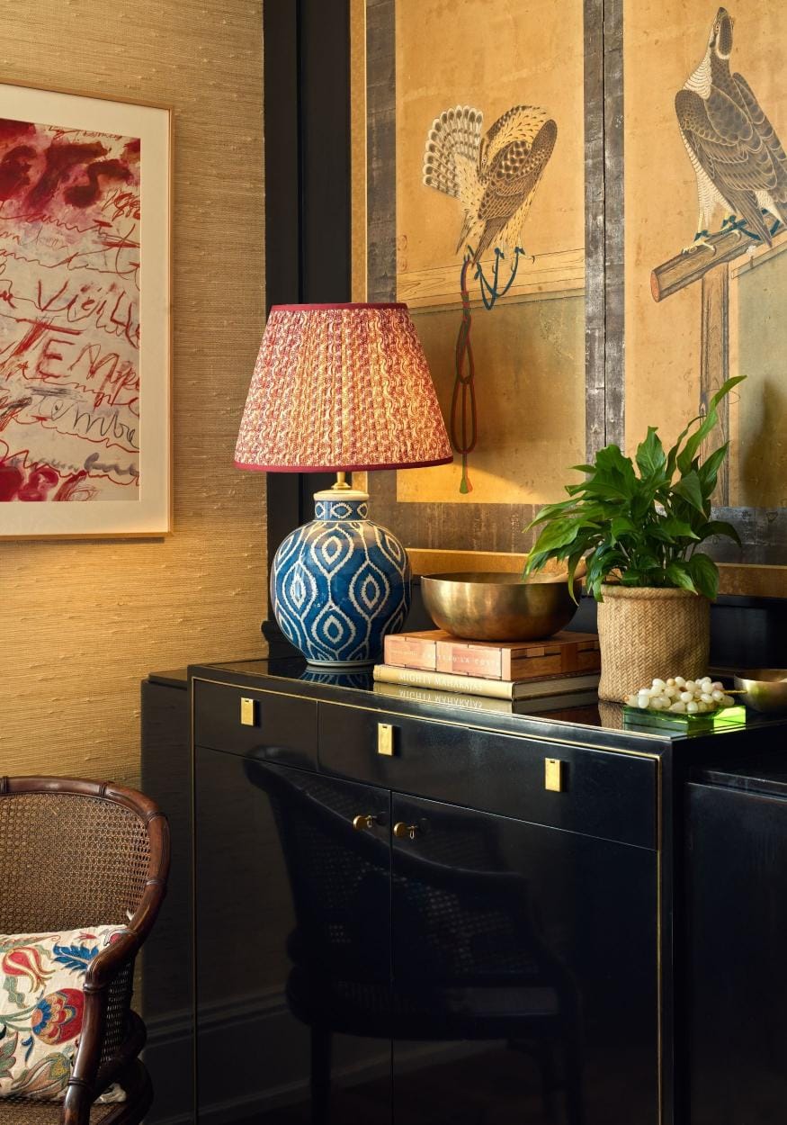 Ceramic Ikat Dakari Table Lamp, Blue