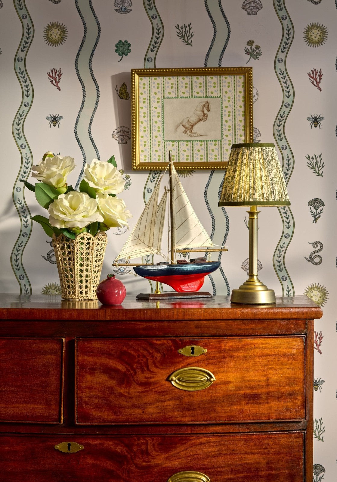 Wide Brass Wyman Rechargeable Table Lamp
