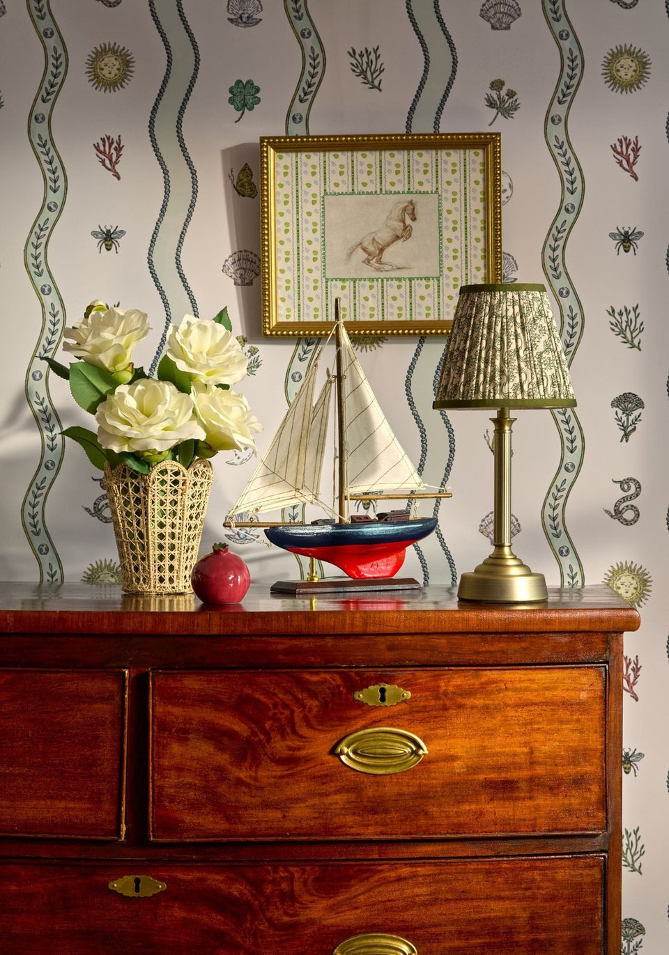 Wide Brass Wyman Rechargeable Table Lamp