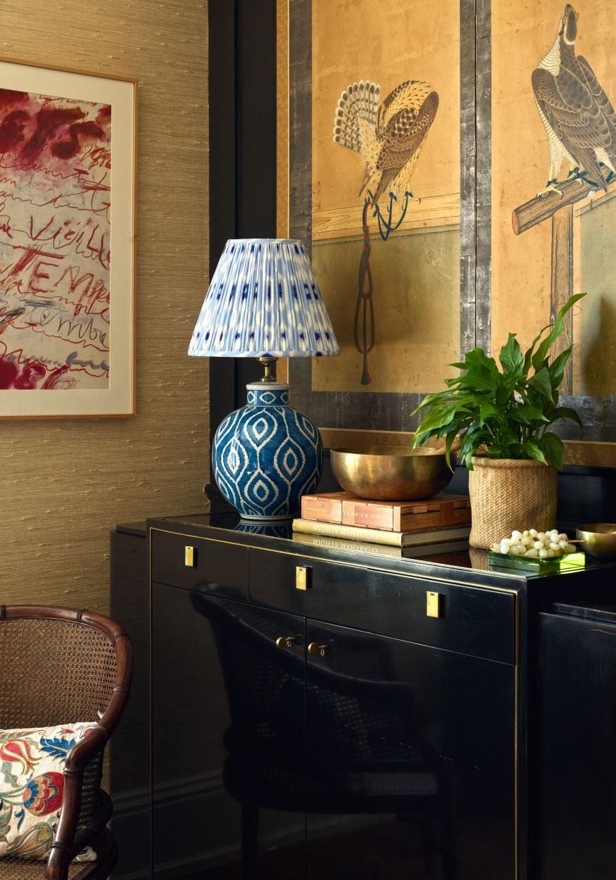 Ikat Cotton Lampshade, Blue
