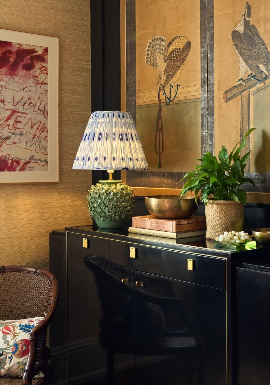 Ikat Cotton Lampshade, Blue