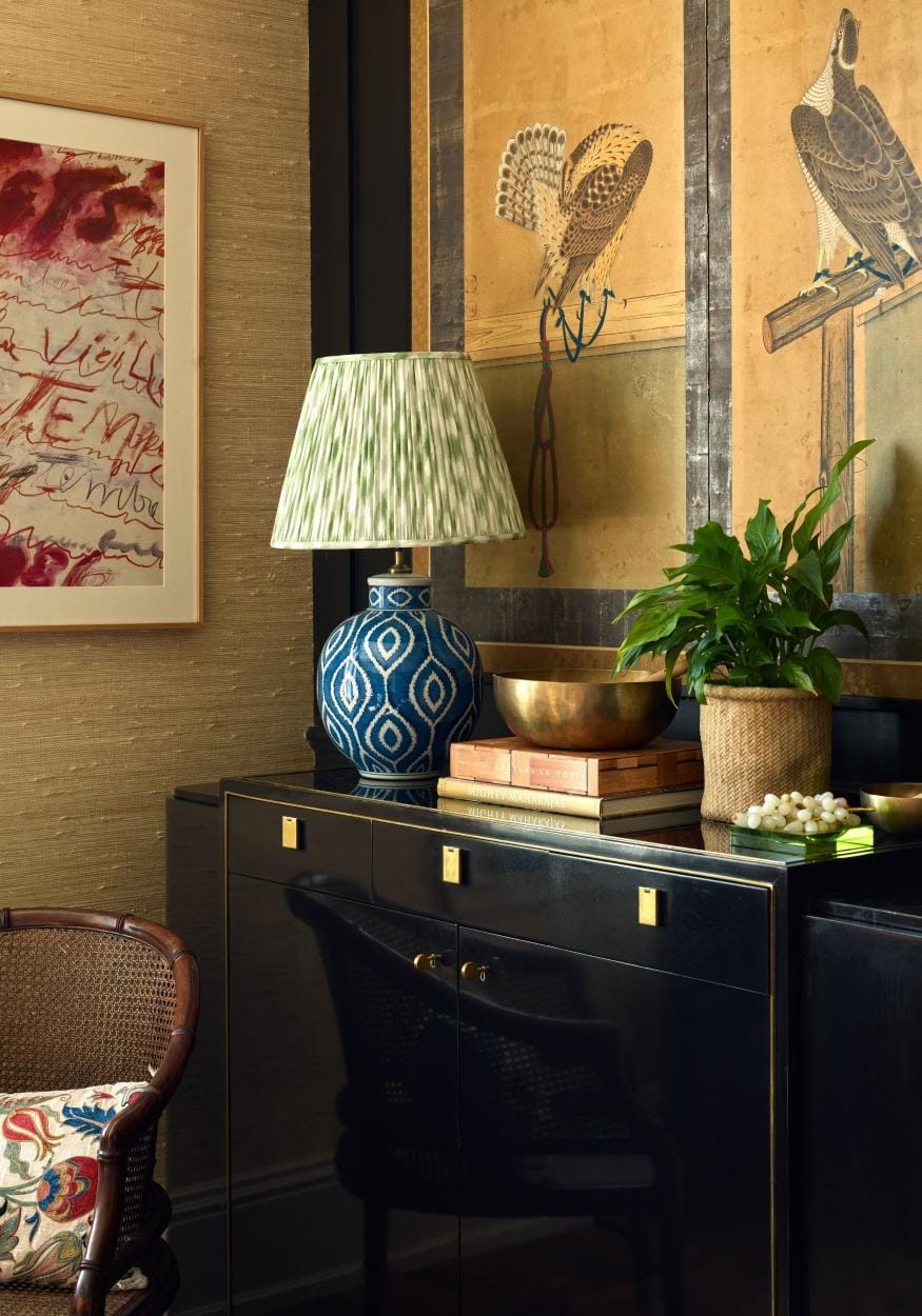 Ikat Cotton Lampshade, Green
