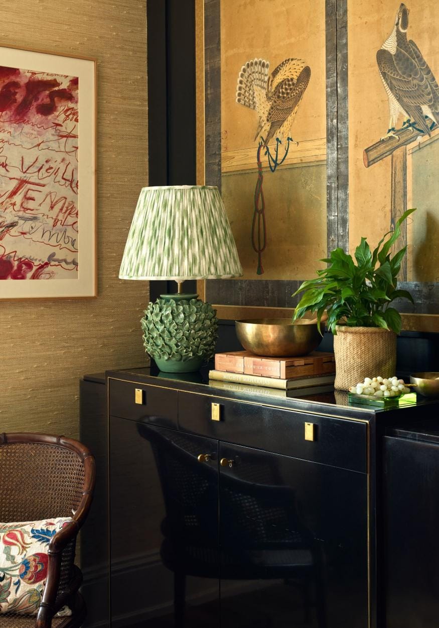 Ikat Cotton Lampshade, Green
