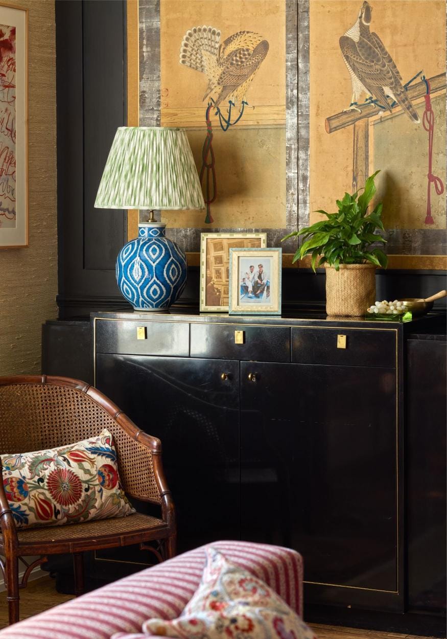 Ikat Cotton Lampshade, Green