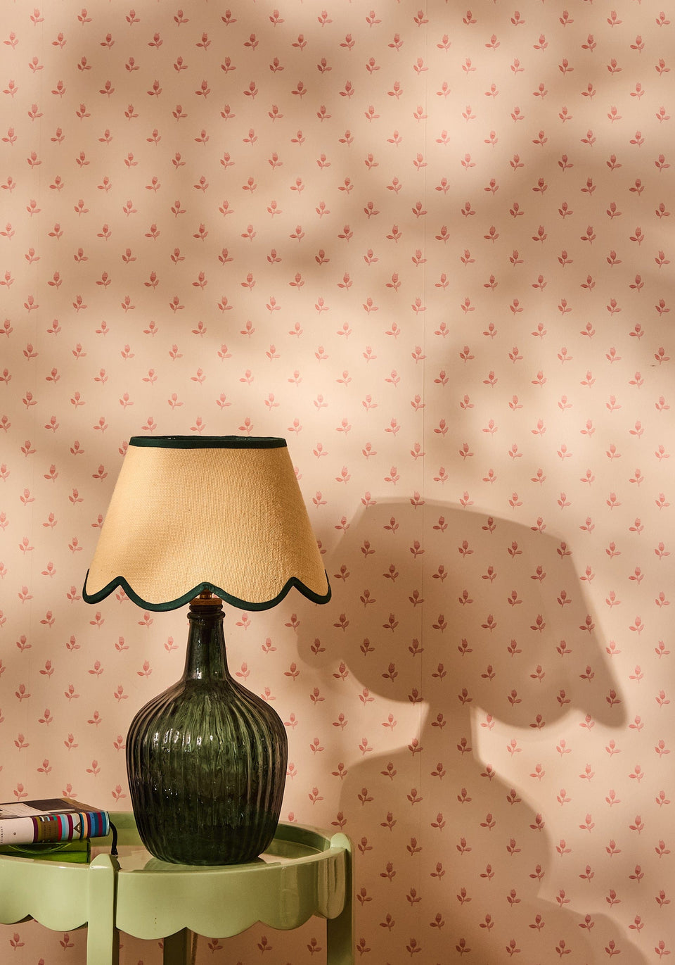 Green Petal Jute Scallop Lampshade