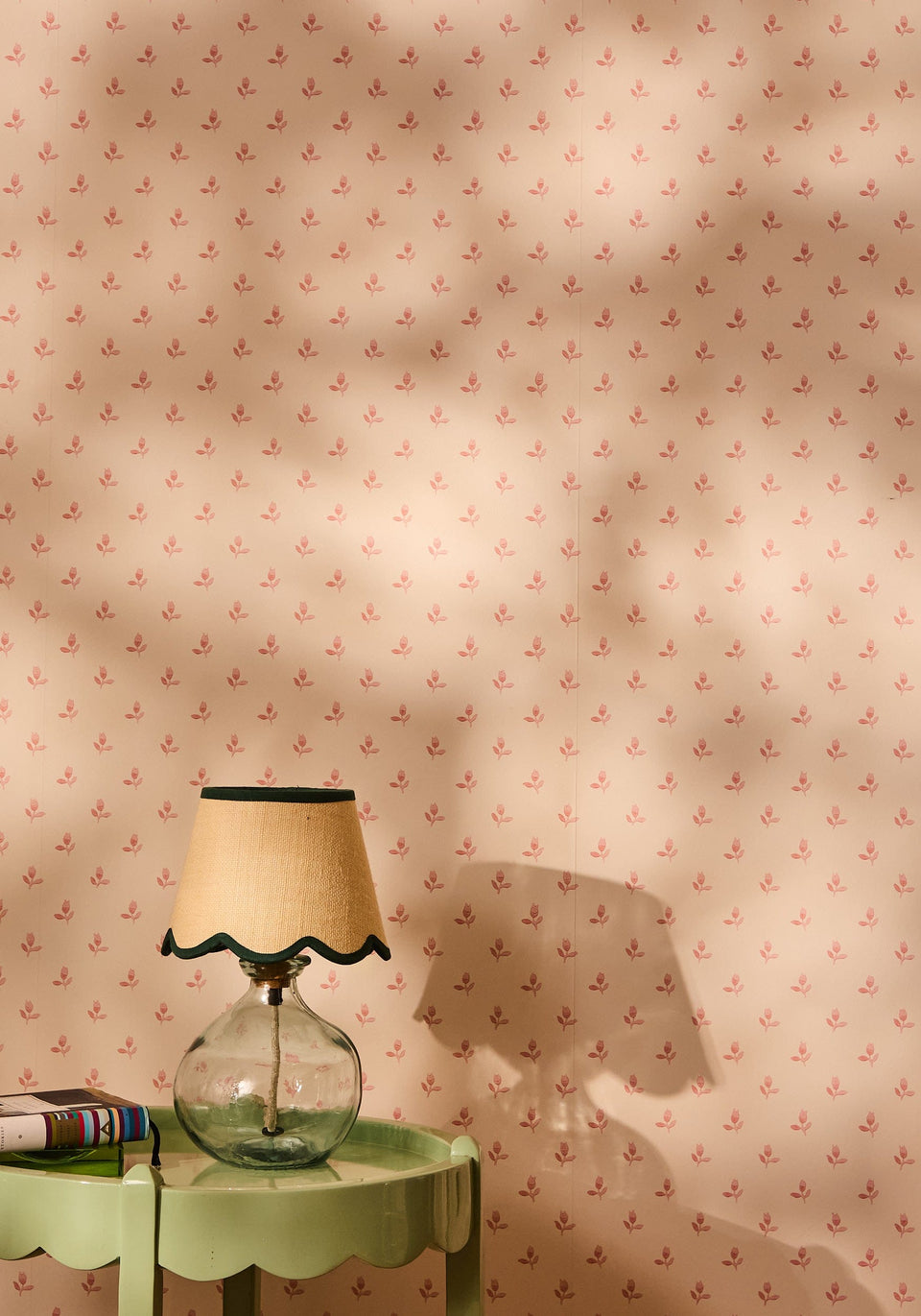 Green Petal Jute Scallop Lampshade