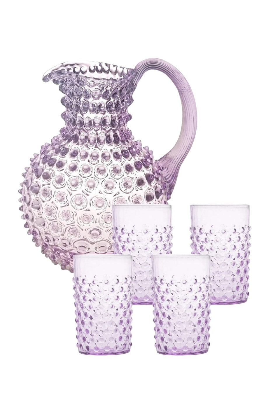 Lilac Dew Drop Jug with 4 Tumblers