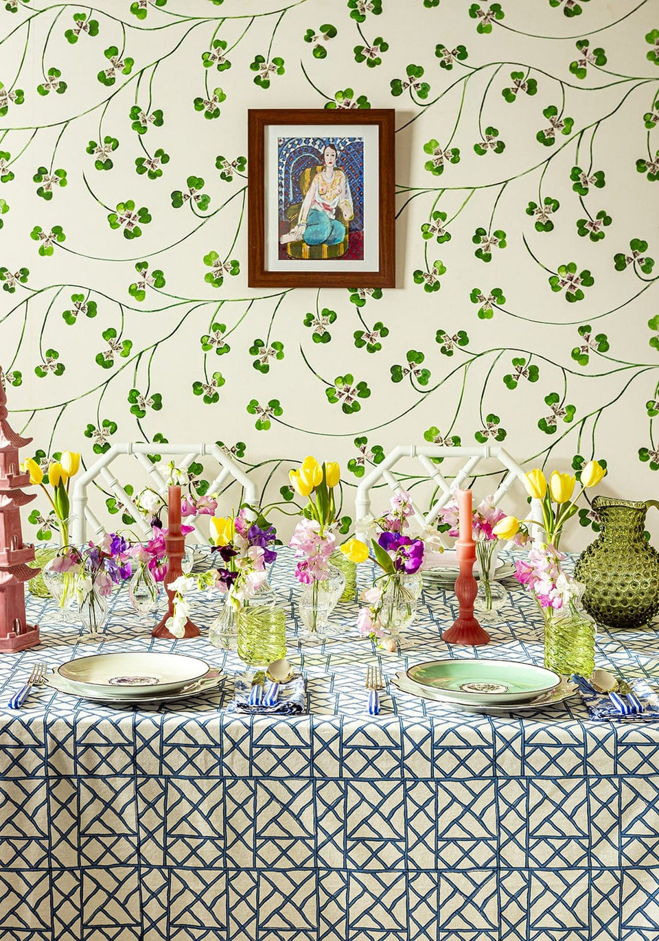 Lily's Blue Bamboo Breeze Tablecloth - Casa by Josephine Jenno