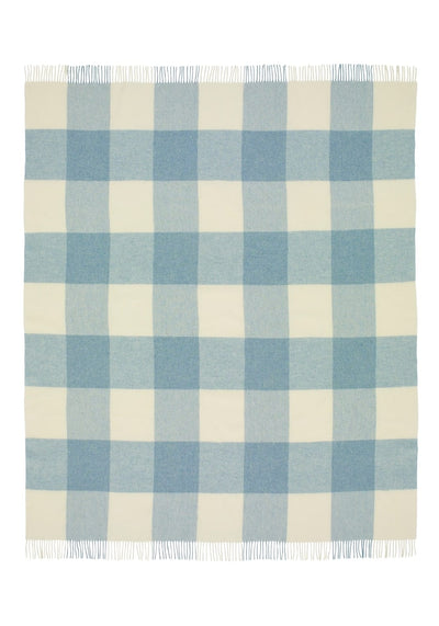 Lucy's  Sky Blue Checker Merino Throw Blanket