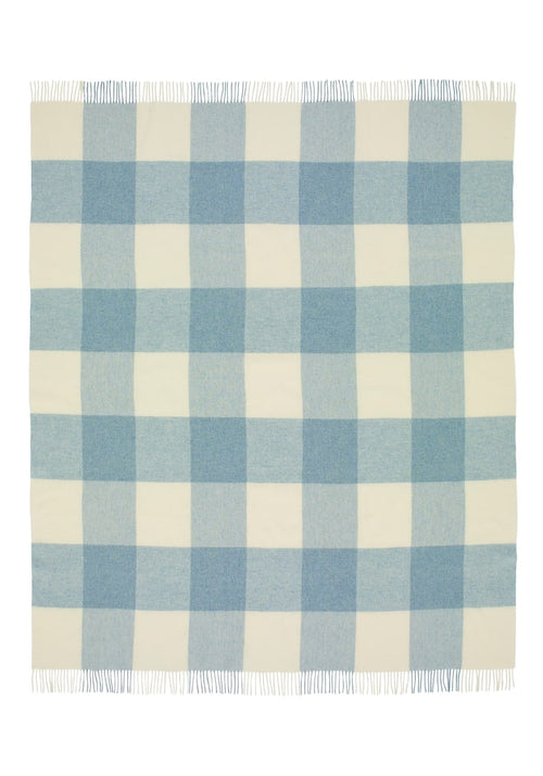 Lucy's  Sky Blue Checker Merino Throw Blanket