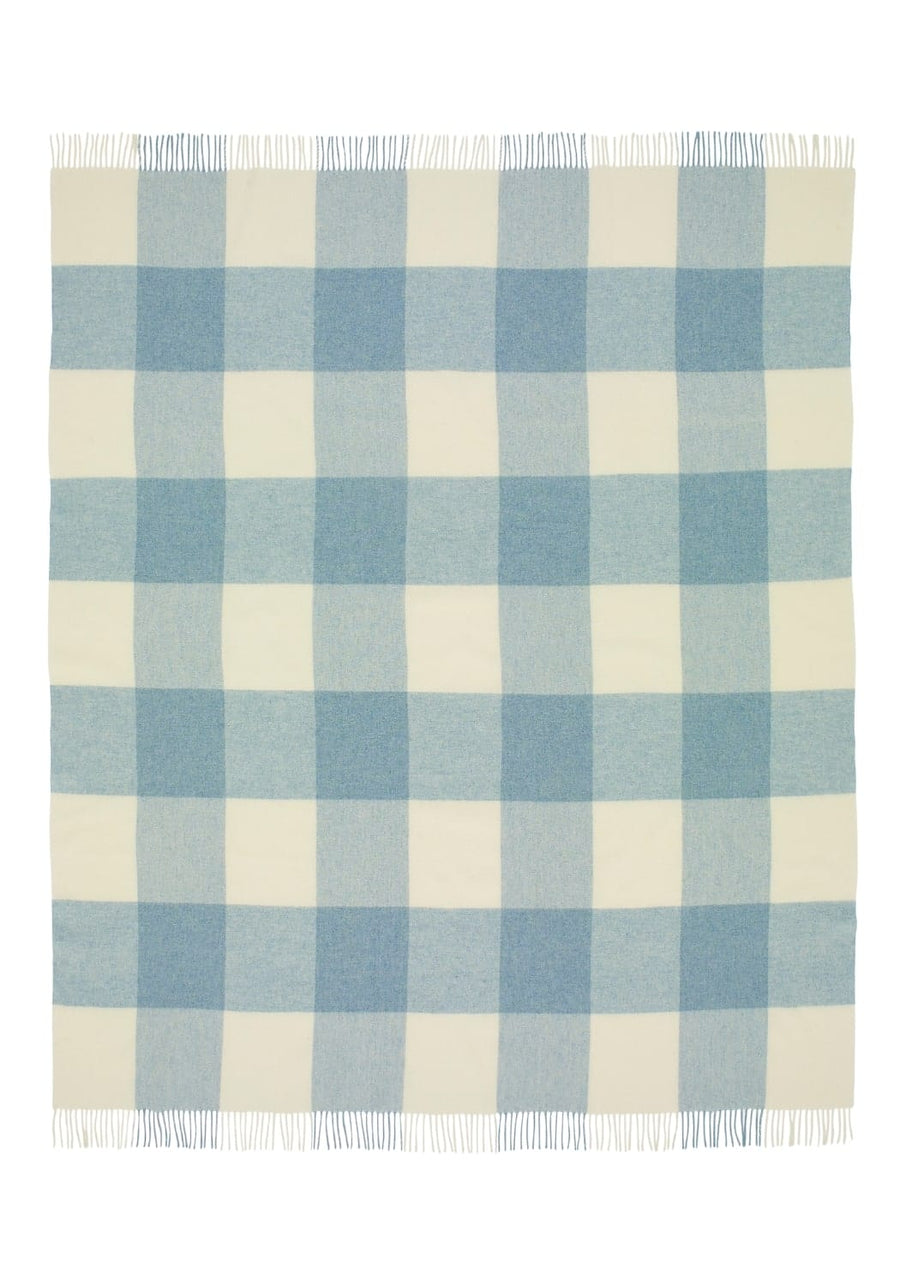 Lucy's  Sky Blue Checker Merino Throw Blanket
