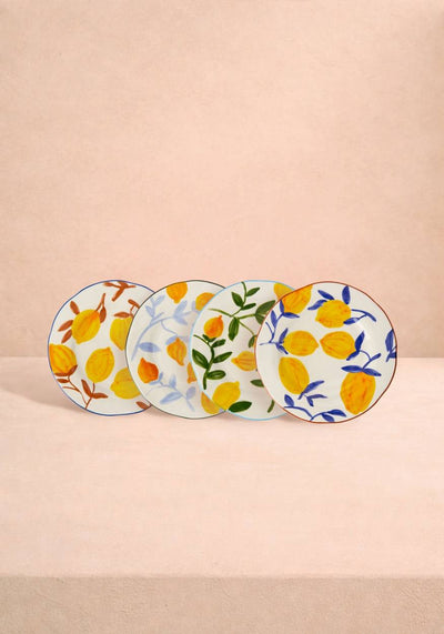 Buds in May — Hand-Painted Lunch Plates Inspired by Matisse Set of 4