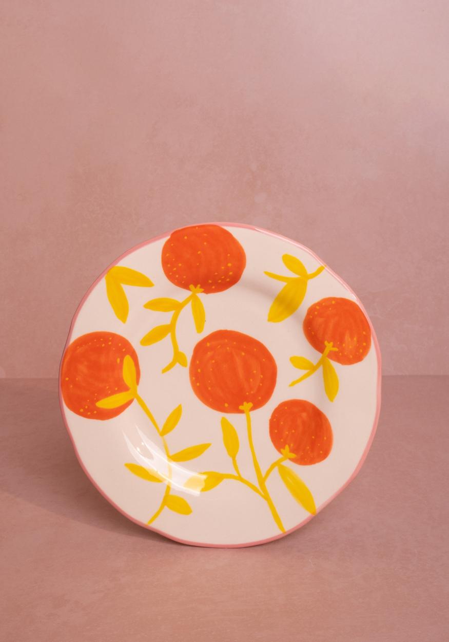 Lunch Plates Twig Oranges - Set of 4