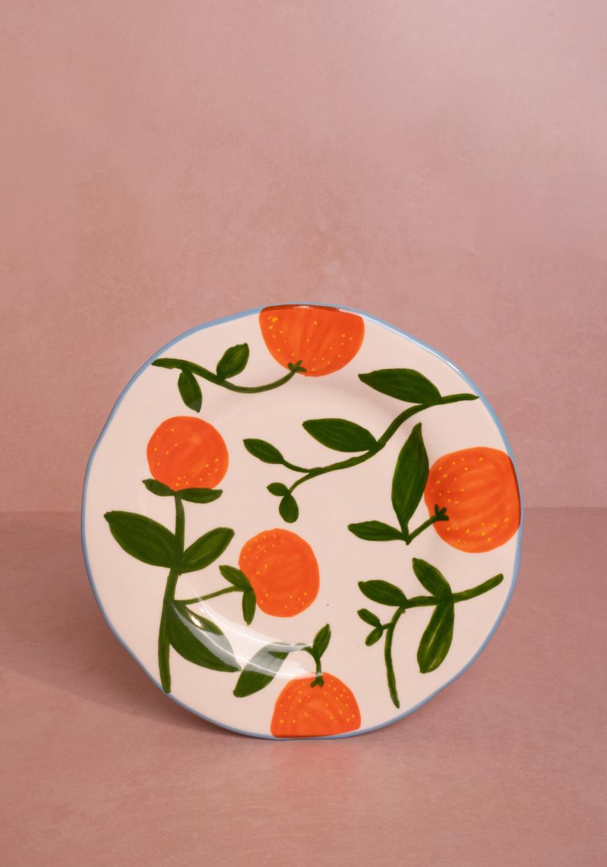 Lunch Plates Twig Oranges - Set of 4