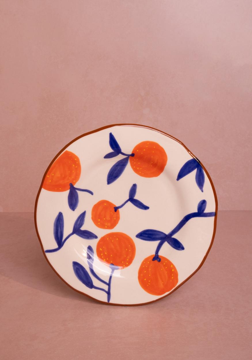 Lunch Plates Twig Oranges - Set of 4