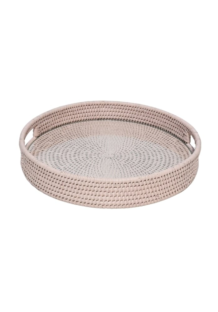 Majesty Rattan Serving Tray - Pink - Casa by Josephine Jenno