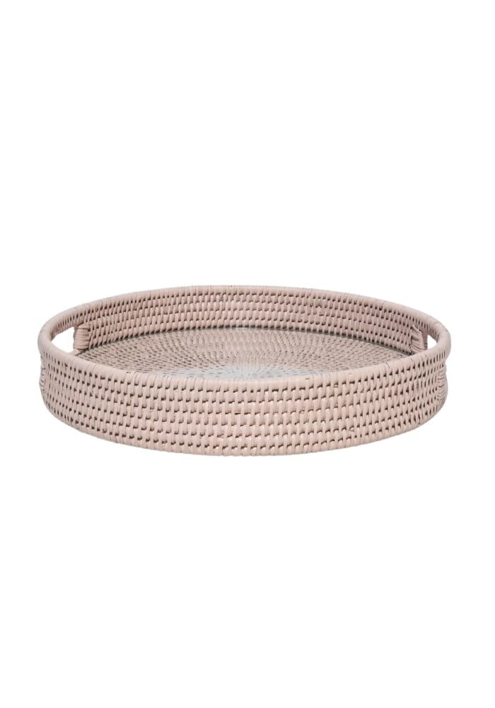 Majesty Rattan Serving Tray - Pink - Casa by Josephine Jenno