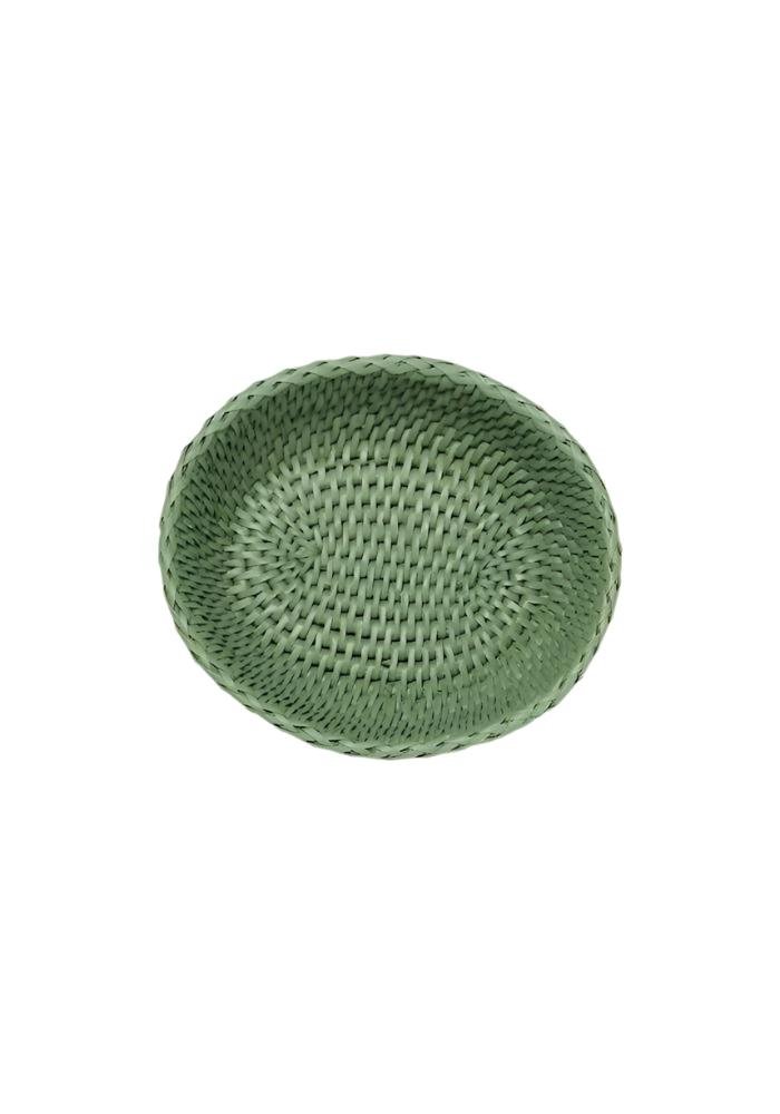Mayfair Trinket Tray Hold All Rattan Basket in Green - Casa by Josephine Jenno