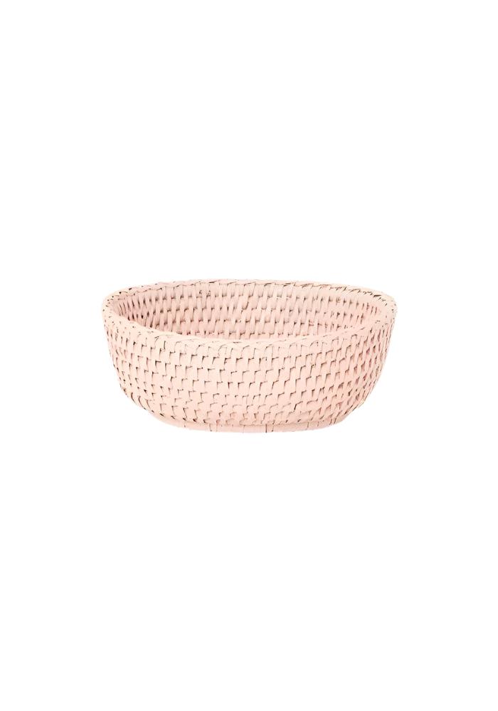 Mayfair Trinket Tray hold All Rattan Basket in Pink - Casa by Josephine Jenno