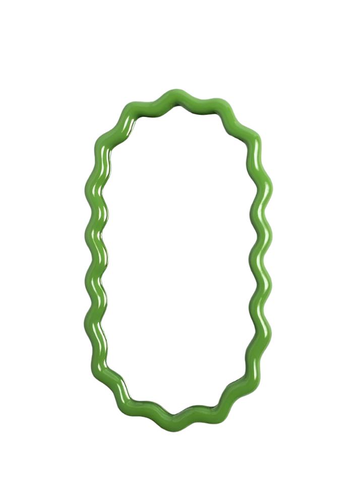 Wavey Mirror in Green Oval