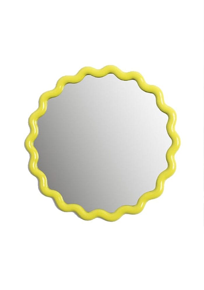 Wavey Round Mirror in Yellow