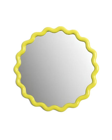 Wavey Round Mirror in Yellow