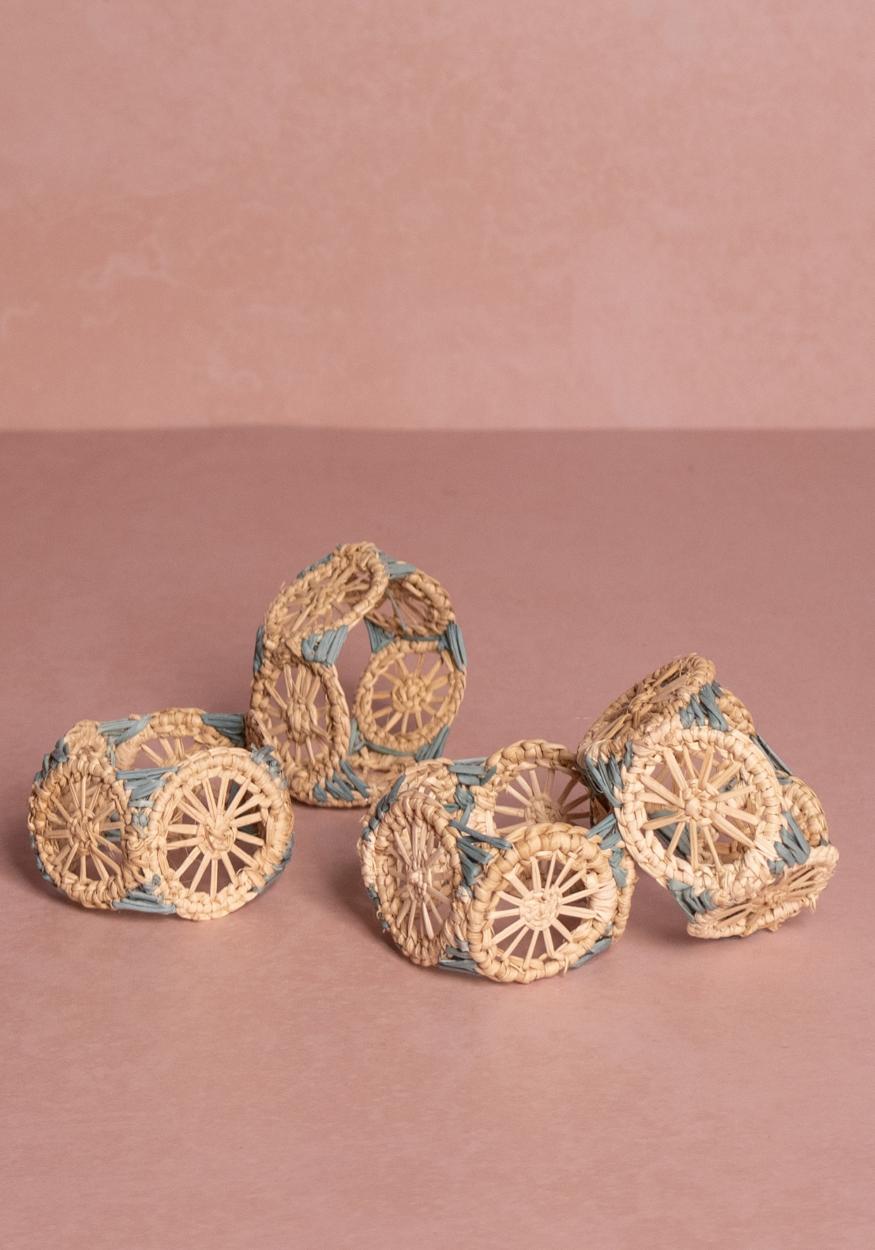 Napkin Ring Atlántico Iraca Woven Napkin Ring -Blue set of 4