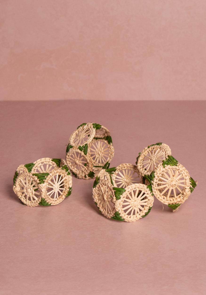 Napkin Ring Atlántico Iraca Woven Napkin Ring, Green - Set of 4