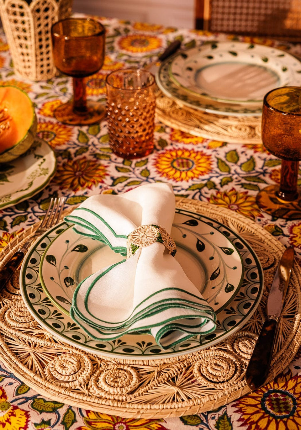 Napkin Ring Atlántico Iraca Woven Napkin Ring, Green - Set of 4