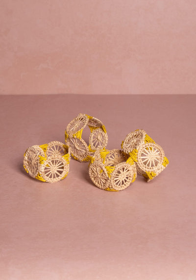 Atlántico Iraca Woven Napkin Ring, Yellow