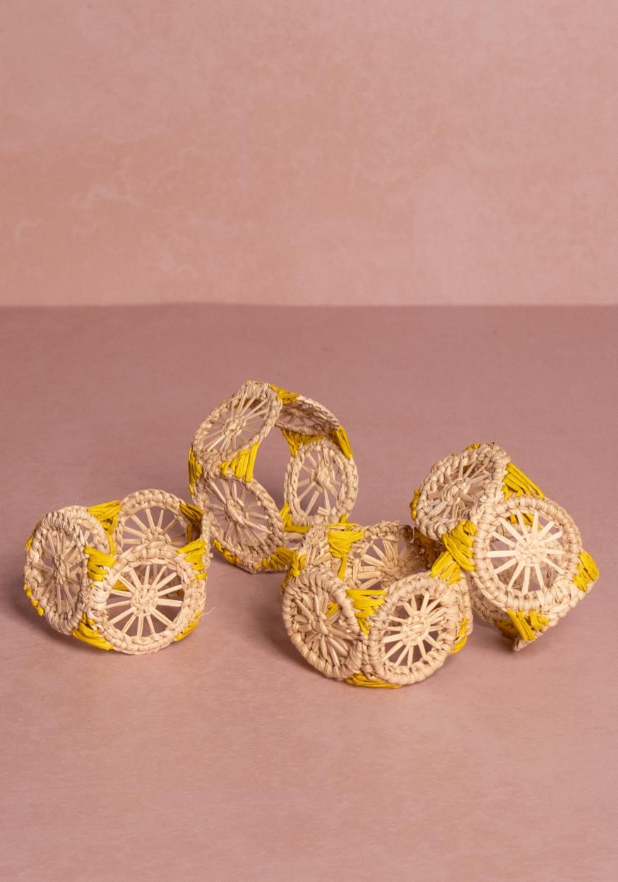 Napkin Ring Atlántico Iraca Woven Napkin Ring, Yellow - Set of 4