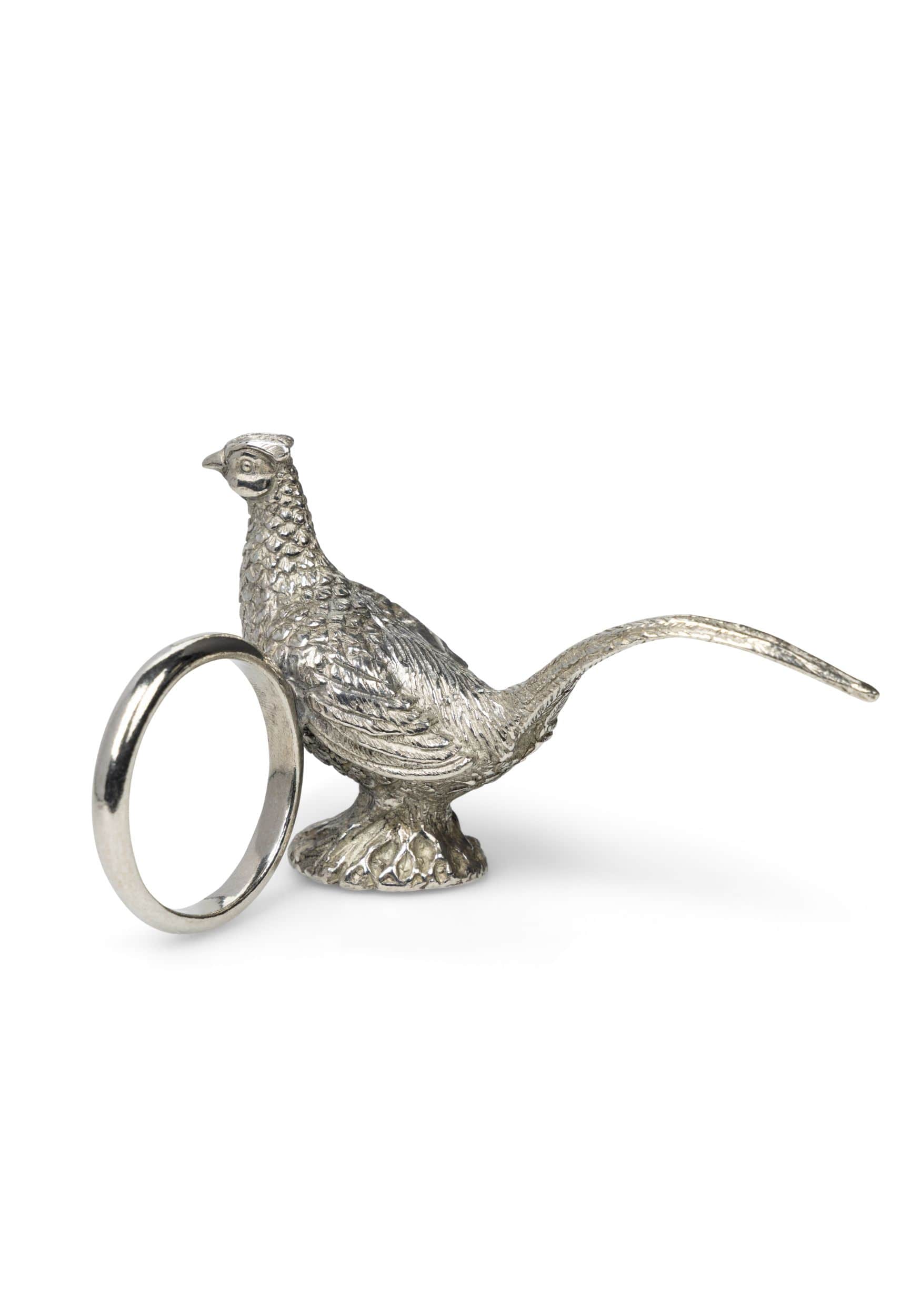 Napkin Ring Pheasant Feathered Pewter  Napkin Ring - Set of 4