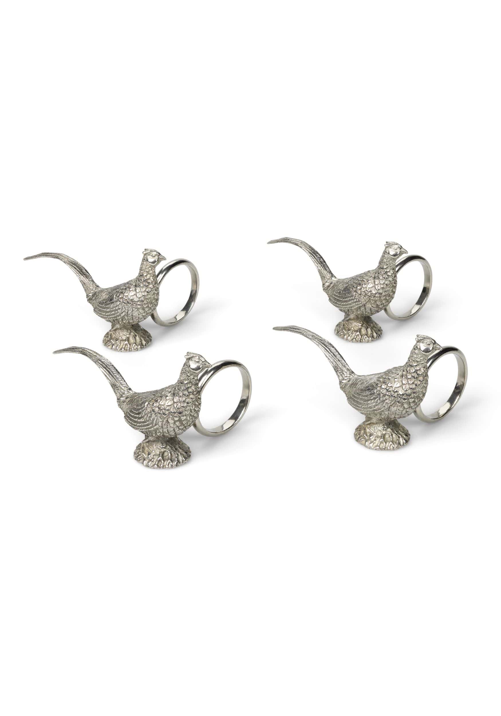Napkin Ring Pheasant Feathered Pewter  Napkin Ring - Set of 4