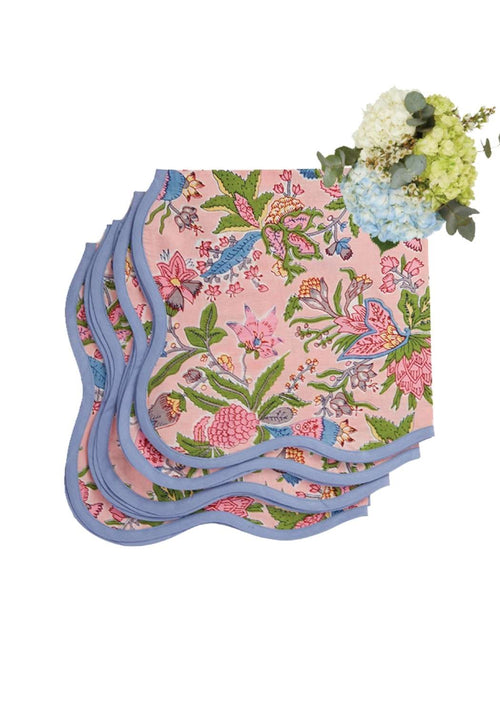 Lilly Rose Scalloped Napkins - Set of 4